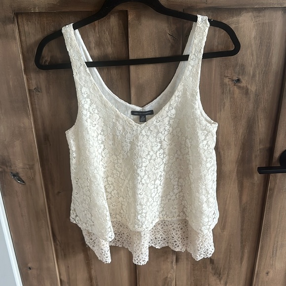 American Eagle 💚 Lace Swing Ivory Tank Top - Picture 9 of 10